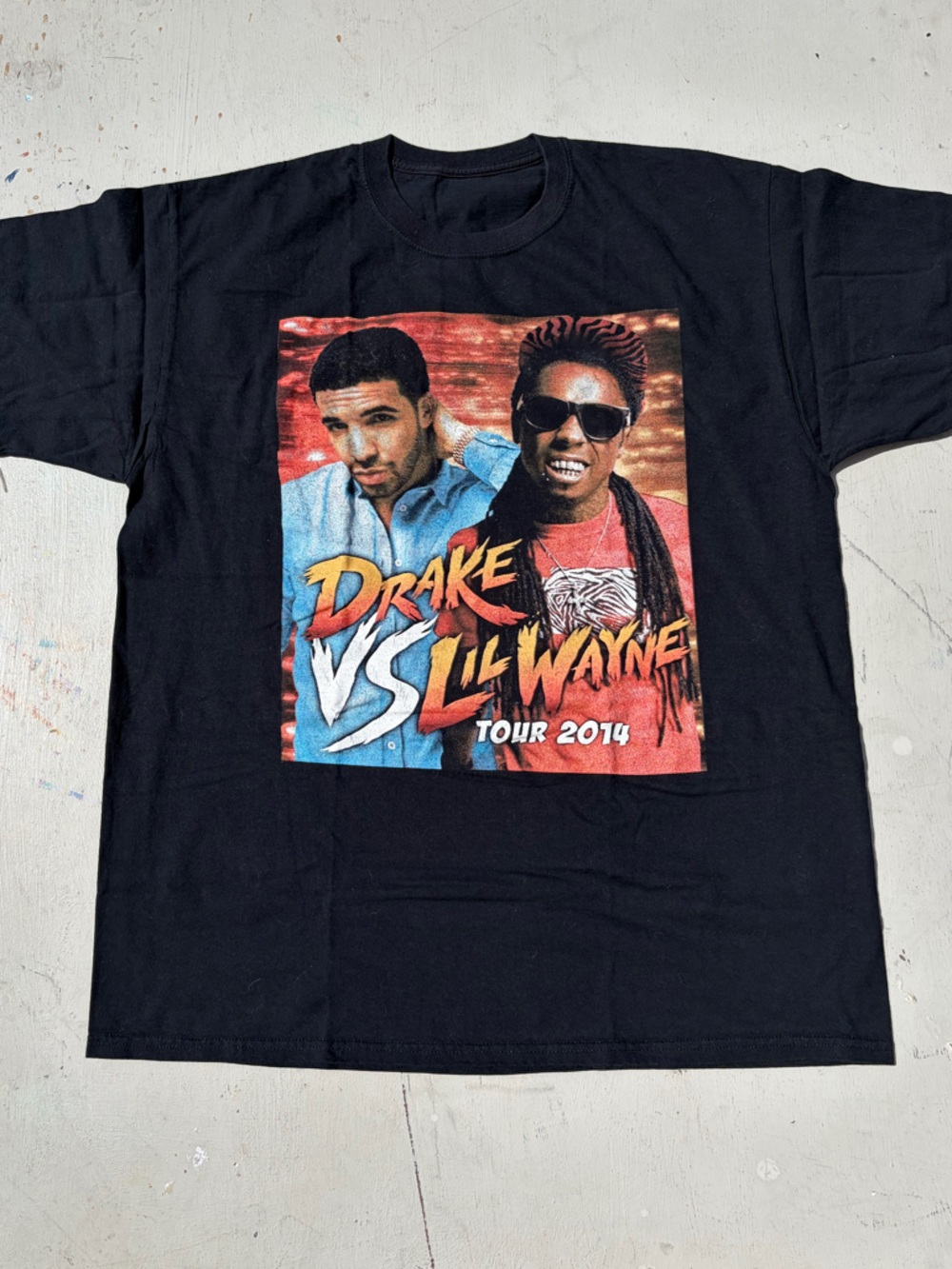 Men's Lil Wayne T-Shirt Black Drake Tour L NO SIZE 2014 Rap Hip Hop Miami‎ City